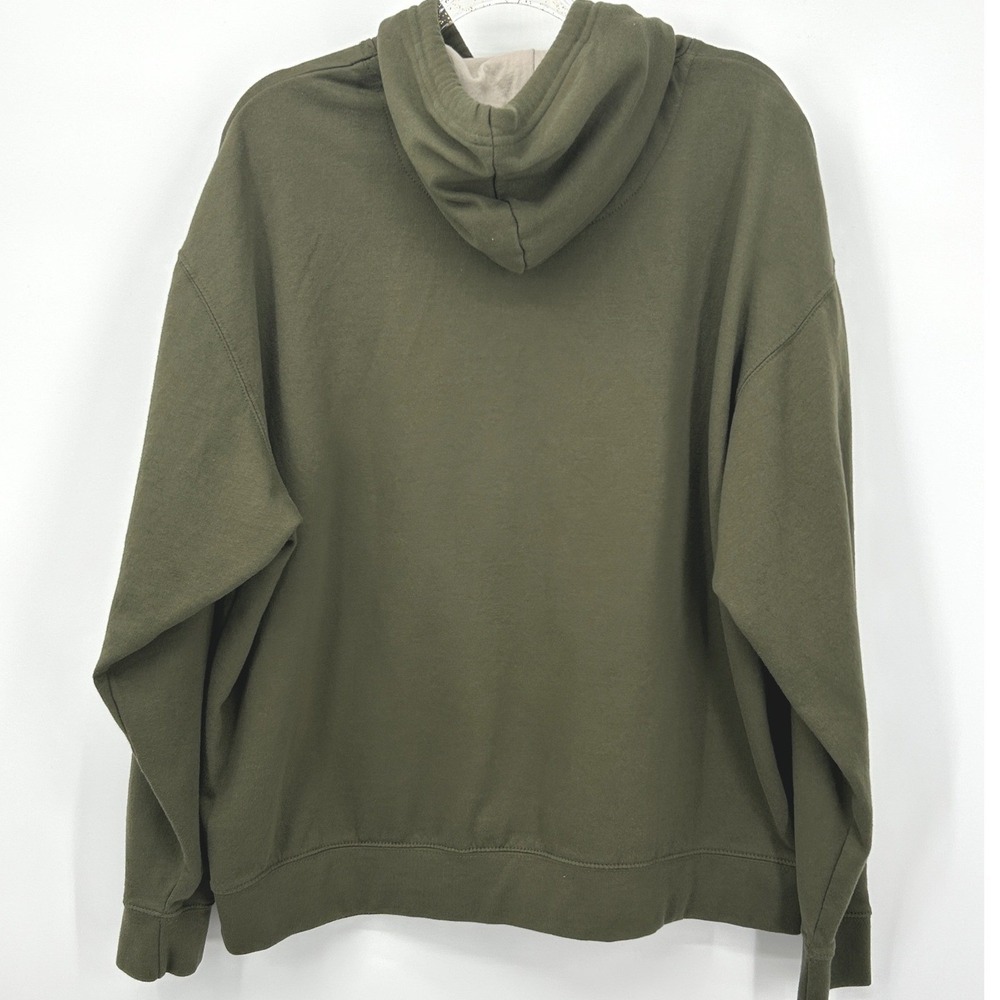 Cabelas Mens XL Olive Green Script Logo Pullover Hoodie Sweatshirt Relaxed Fit - Picture 4 of 6